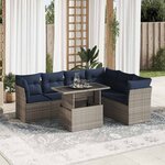vidaXL Salon de jardin avec coussins 7 Pièces noir résine tressée acacia