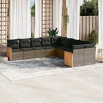 vidaXL Salon de jardin avec coussins 10 Pièces gris résine tressée