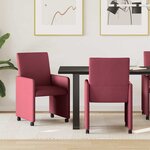 vidaXL Chaises de Salle à Manger avec Roues 2 Pièces Rouge bordeaux