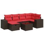 vidaXL Salon de jardin avec coussins 7 Pièces marron résine tressée