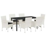 vidaXL Ensemble de salle à manger pour jardin 7 Pièces Blanc Poly rotin