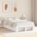 vidaXL Cadre de lit avec tiroirs - Blanc 120 x 190 cm - Bois de pin massif