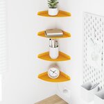 vidaXL Étagère Flottante d'Angle 4 pc Jaune moutarde 18 x 18 x 2 cm