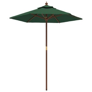 vidaXL Parasol de jardin avec mât en bois vert 196x231 cm