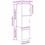 vidaXL Meuble de Rangement Chêne fumé 31 5 x 32 x 124 cm