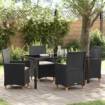 vidaXL Ensemble de Salle à Manger de Jardin 5 Pièces avec Coussins Noir Poly Rattan