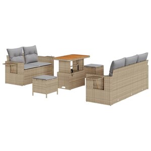vidaXL Ensemble de canapé de jardin 10 Pièces Beige et Gris clair