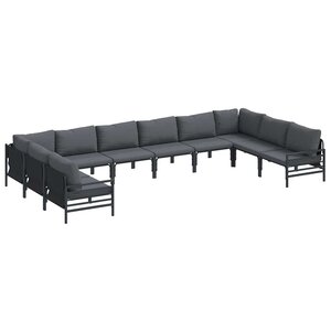 vidaXL Ensemble de canapé de jardin avec coussin 10 Pièces Noir Acier