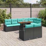 vidaXL Ensemble de salle à manger pour jardin 9 Pièces Noir et Sarcelle