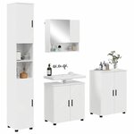 vidaXL Ensemble de mobilier de salle de bain 4 Pièces Blanc brillant