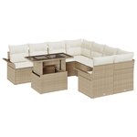 Ensemble de Canapés de Jardin 9 Pièces vidaXL avec Coussins Beige Rattan Poly