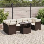 vidaXL Salon de jardin 8 Pièces avec coussins marron résine tressée