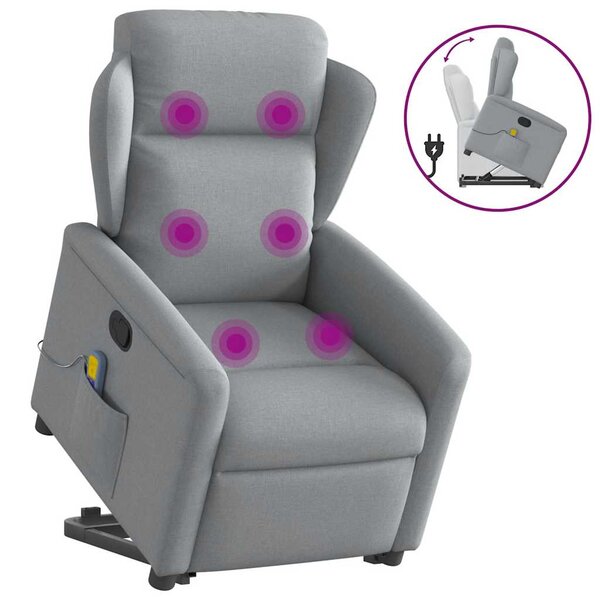 vidaXL Fauteuil de massage inclinable Gris clair Tissu