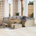 vidaXL Ensemble de canapé de jardin 12 Pièces Beige polyrotin