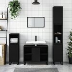 vidaXL Ensemble de meubles salle de bain 3 Pièces noir bois d'ingénierie