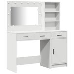 Ensemble de coiffeuse 2 pièces avec LED en bois d'ingénierie blanc