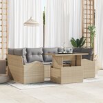 vidaXL Canapé jardin 7 pièces avec coussins beige en polyrotin