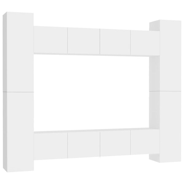 vidaXL Ensemble de meubles TV 8 Pièces Blanc Bois d'ingénierie