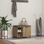 vidaXL Banc d'entrée avec coussin Uni Chêne artisanal 60 x 38 x 46 cm