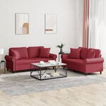 vidaXL Ensemble de canapés 2 Pièces et coussins rouge bordeaux similicuir