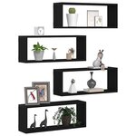 vidaXL Étagères murales avec étagère 4 Pièces Chêne noir 60 x 15 x 23 cm