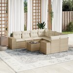 vidaXL Salon de jardin avec coussins 9 Pièces beige résine tressée