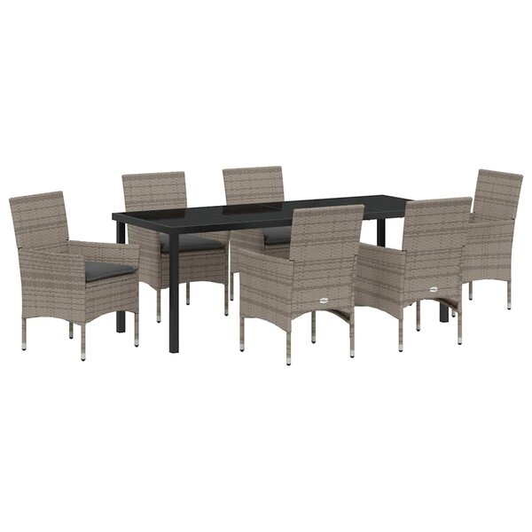 vidaXL Ensemble de salle à manger pour jardin 7 pc Gris polyrotin