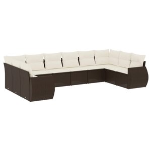 vidaXL Salon de jardin 10 Pièces avec coussins marron résine tressée
