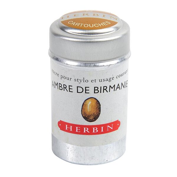 Boîte de 6 cartouches d'encre standard Ambre de birmanie HERBIN