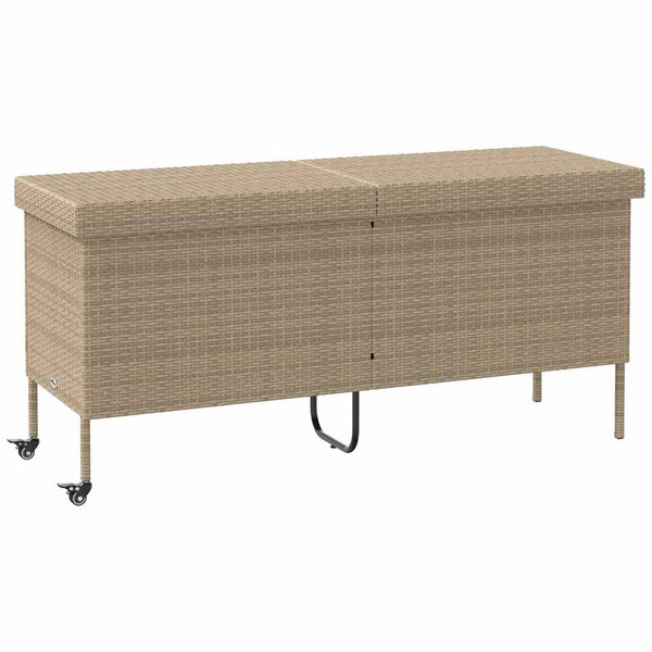 vidaXL Boîte rangement jardin roues beige 160x55x75 cm résine tressée