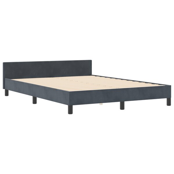 vidaXL Cadre de lit gris foncé  160x200 cm  velours