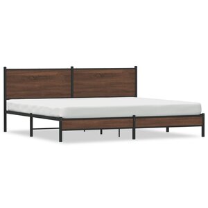 vidaXL Cadre de lit en métal sans matelas chêne marron 200x200 cm
