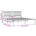 vidaXL Cadre de lit métal sans matelas avec tête de lit noir 183x213cm