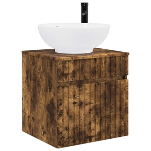 vidaXL Meuble de lavabo mural Chêne fumé 49 x 44 5 x 66 5 cm