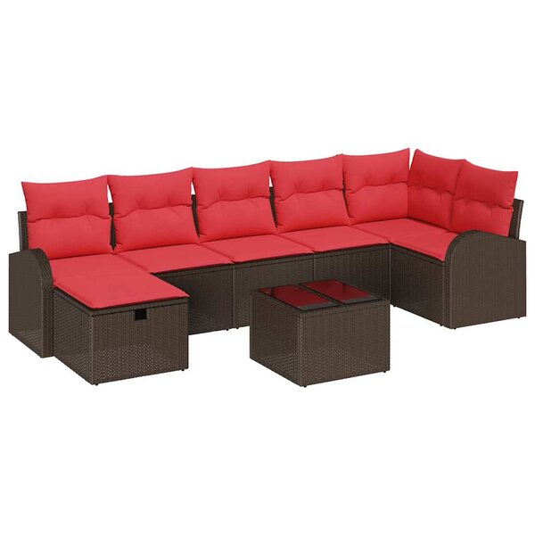 vidaXL Ensemble de canapé de jardin 8 Pièces Marron polyrotin