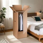 Lot de 3 Cartons Penderie 50x50x100 cm avec Tringles+ 1 Rouleau Adhésif & 10 Cintres Offerts