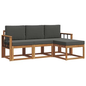 vidaXL Ensemble de canapés d'extérieur 4 pc Naturel et Anthracite