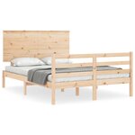 vidaXL Cadre de lit avec tête de lit 140x200 cm bois massif