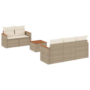 vidaXL Salon de jardin avec coussins 6 Pièces beige résine tressée