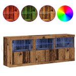 vidaXL Buffet avec lumières LED Bois ancien 181.5x37x67 cm Bois reconstitué