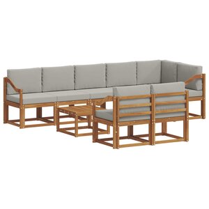 vidaXL Ensemble de canapés d'extérieur 9 pc Gris Naturel et Clair