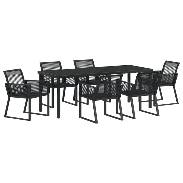 vidaXL Ensemble de salle à manger de jardin 7 pièces Noir Rattan Poly