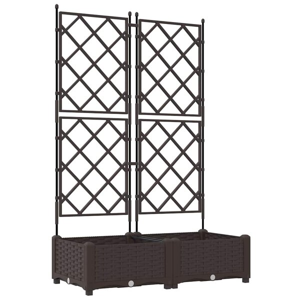 vidaXL Bac à fleurs avec Treillis Marron 80 x 40 x 125.5 cm PP