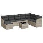 vidaXL Salon de jardin 9 Pièces avec coussins gris clair résine tressée