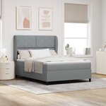 vidaXL Lit à ressorts avec matelas Gris clair 140 x 190 cm tissu