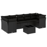 vidaXL Salon de jardin 8 Pièces avec coussins noir résine tressée