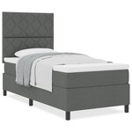 vidaXL Lit à Ressorts avec Matelas Gris Foncé Lit Simple Tissu