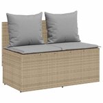 vidaXL Ensemble à manger de jardin et coussins 3 Pièces Beige poly rotin