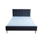 Lit double en tissu noir rembourre 140 x 200