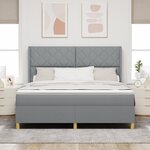 vidaXL Lit Box Spring avec Matelas & LED Gris Clair 180x200 cm Tissu